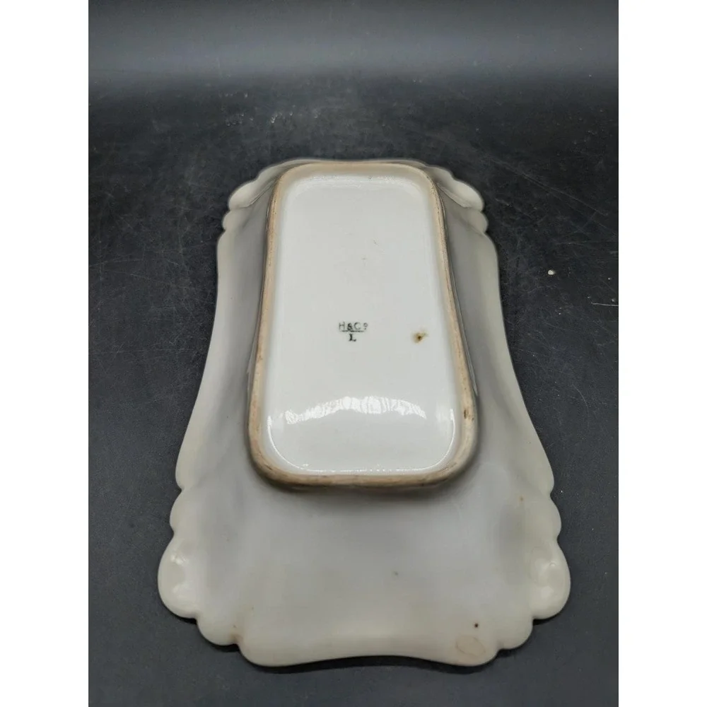 Haviland & Co Limoges‎ France Floral Porcelain Trinket Dish Gold Gilt Scalloped